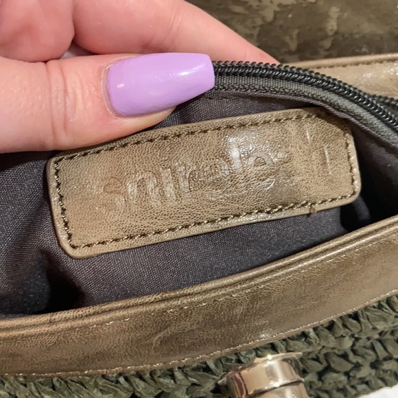 Anthro Shiraleah Woven Army Green Clutch with Silver Hardware - Picture 5 of 6